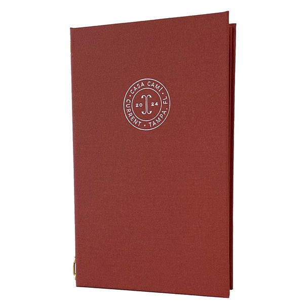 Linen Elastic Menu Cover 5.5 x 8.5 in Linen Paprika Linen Elastic Menu Cover 5.5 x 8.5 in Linen Paprika