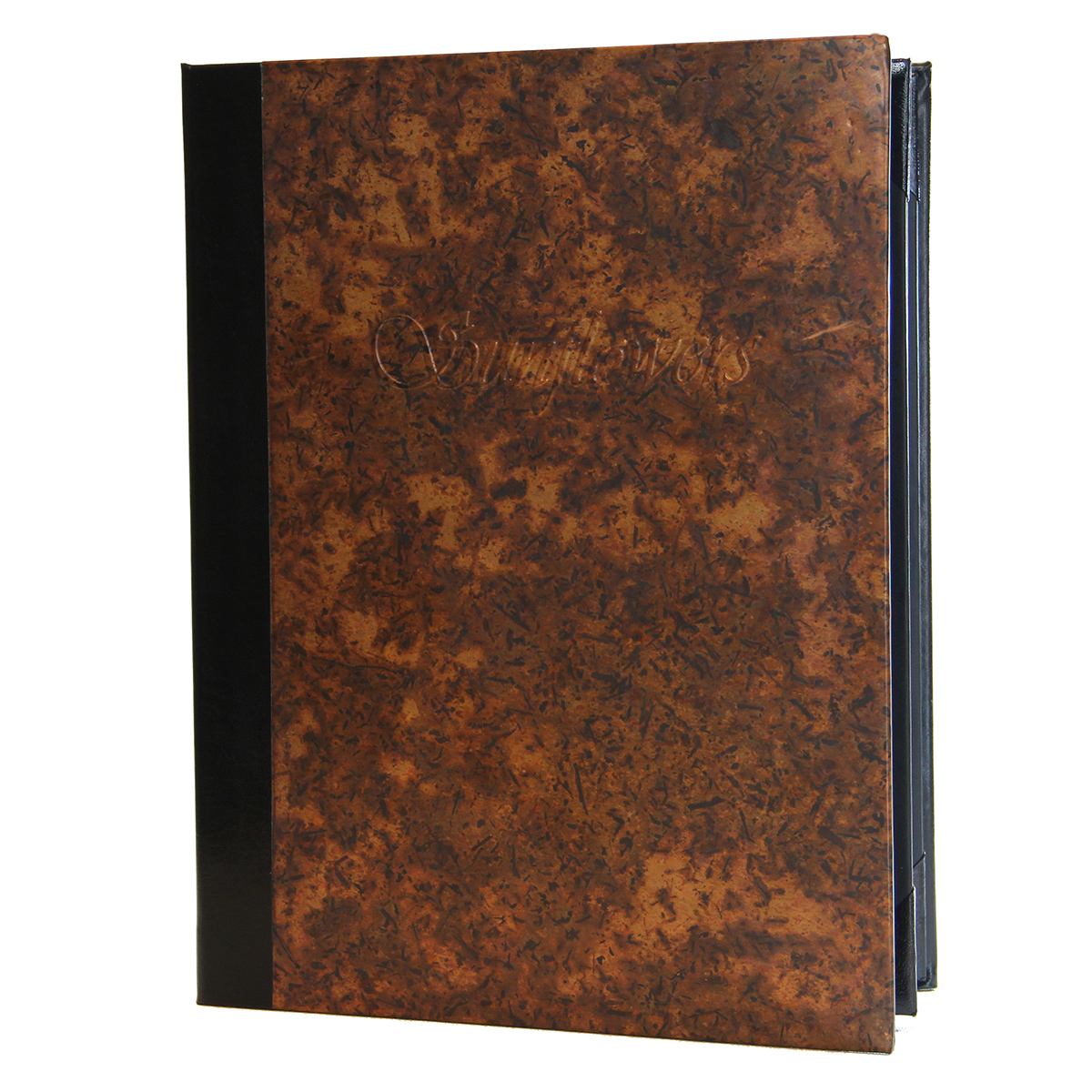 Aged Copper Two View Menu Cover 8.5x11 in distressed copper.