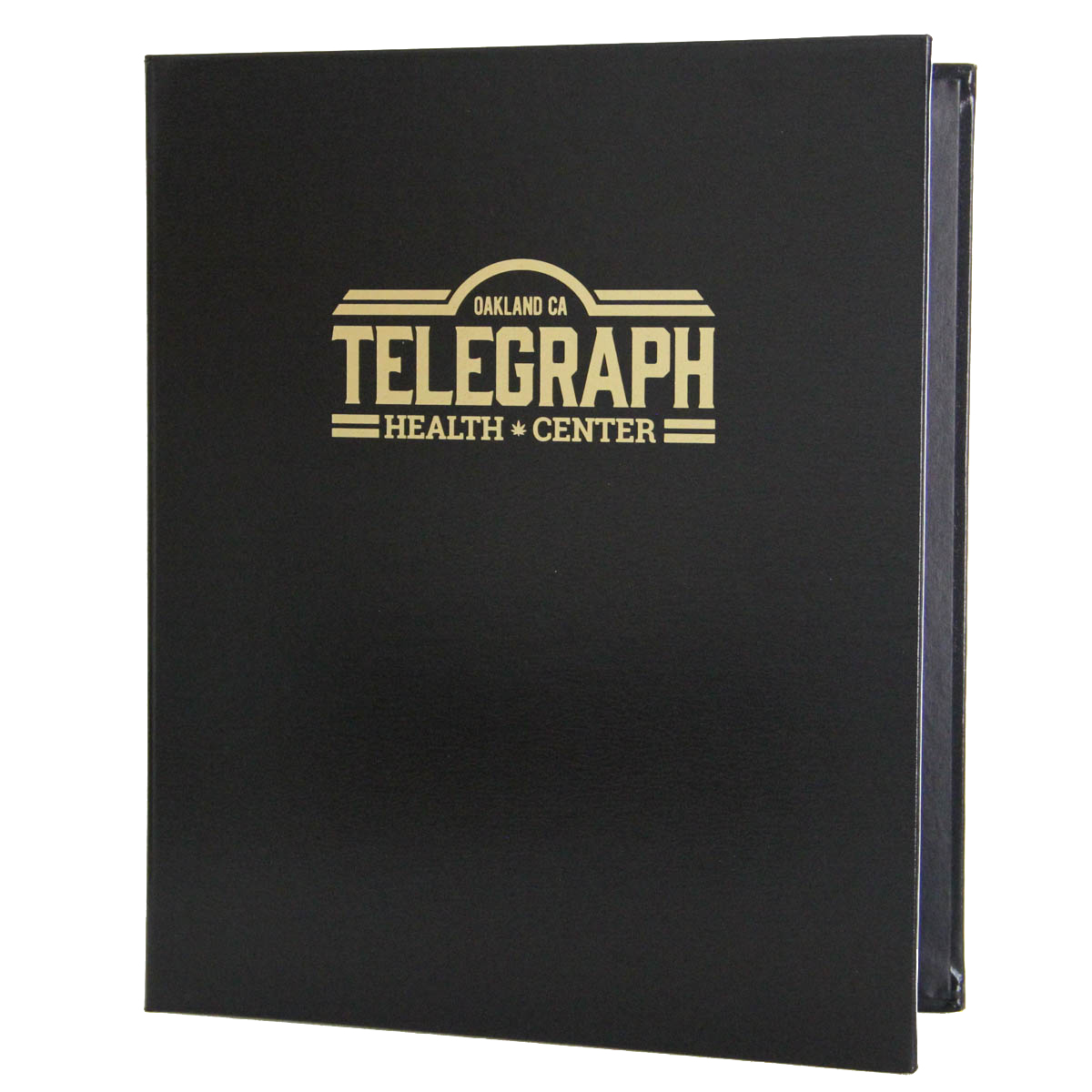 Bonded Leather Three Ring Binder 8.5x11 with gold foil stamp.