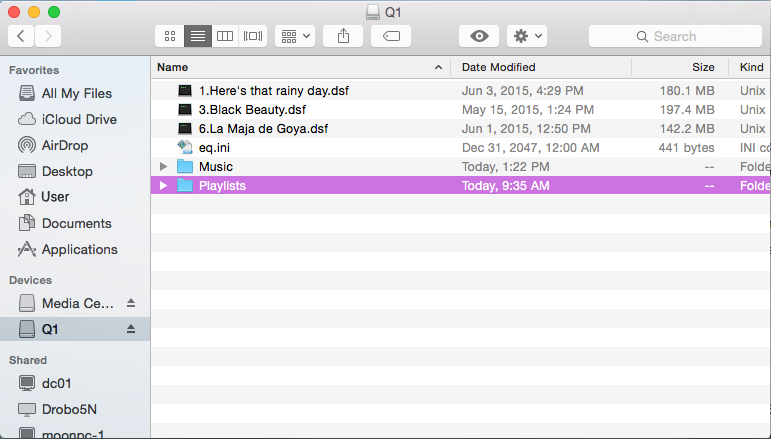 Playlist on Mac Finder