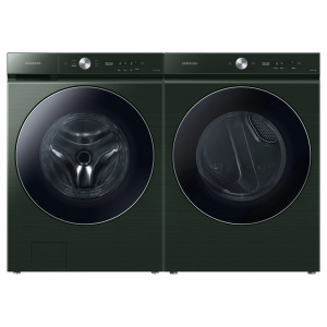 Samsung Bespoke 7.6-Cu. Feet Stackable Steam Cycle Vented Smart Compatible Gas Dryer and 5.3-Cu. Feet High Efficiency Stackable Steam Cycle Smart Front-Load Washer ( Forest Green )