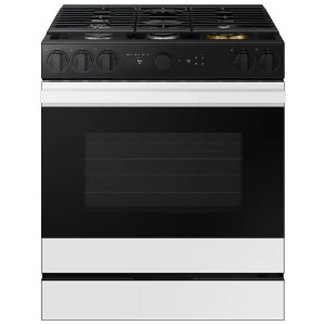 Samsung Bespoke 30-in 5 burners 6-cu ft Air Fry Convection Oven Slide-In Natural Gas Range ( White Glass ) Samsung Bespoke 30-in 5 burners 6-cu ft Air Fry Convection Oven Slide-In Natural Gas Range ( White Glass )