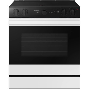 Samsung Bespoke 30-in Glass Top 5 burners 6.3-cu ft Air Fry Convection Oven Slide-In Electric Range ( White Glass ) Samsung Bespoke 30-in Glass Top 5 burners 6.3-cu ft Air Fry Convection Oven Slide-In Electric Range ( White Glass )