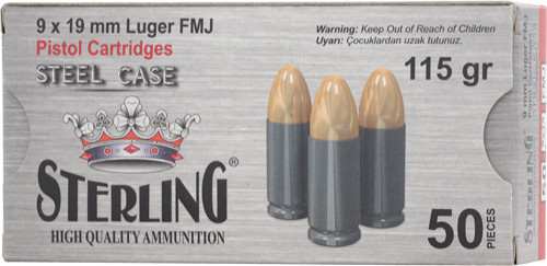STERLING STEEL CASE 9MM 115 GR