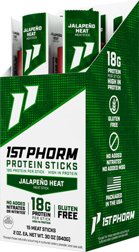 1ST Phorm PHORM Protein BEEF Sticks Jalepeno HEAT 15 Sticks