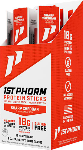 1ST Phorm PHORM Protein BEEF Sticks SHARP Cheddar 15 Sticks