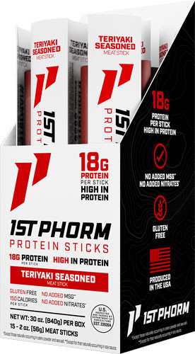 1ST Phorm PHORM Protein BEEF Sticks Teriyaki Seasoned 15 Sticks
