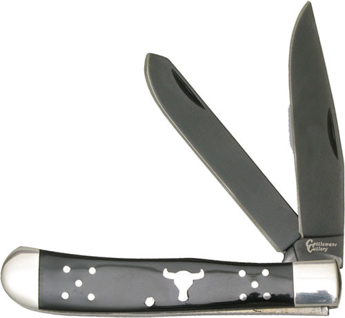 American Buffalo Knife & Tool ABKT Cattlemans Cutlery BLACK ANGUS Trapper 2-BLADE Folder