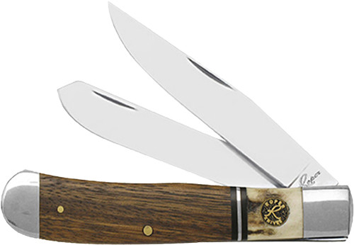 American Buffalo Knife & Tool ABKT ROPER Laredo STAG Trapper 3.25" Wood/bone Handle