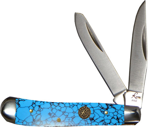 American Buffalo Knife & Tool ABKT ROPER Series STONE Peanut Peanut 2-BLADE Turquoise