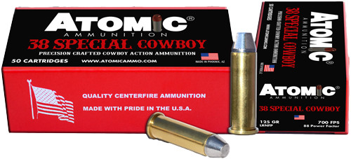 Atomic Ammunition Cowboy 38 Special 125GR Lead-rnfp 50RD 10BX/Case !