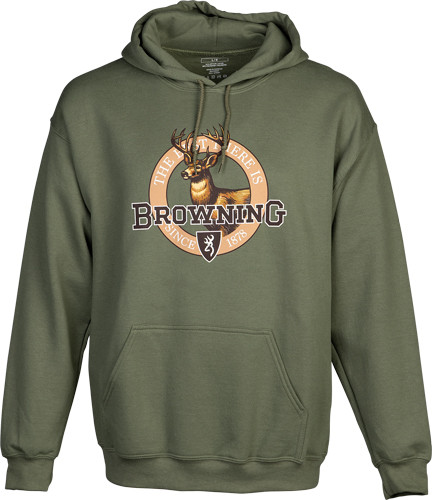 Browning Hoodie Vintage Emblem Whitetial GREEN Xxlarge