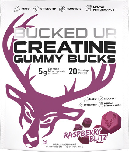 Bucked Up UP Creatine Gummies Raspberry BLITZ 20 Servings