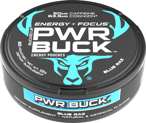 Bucked Up UP PWR BUCK Energy Pouches 5 CAN ROLL BLUE RAZ