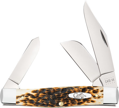 Case Knives Knives AMBER BONE PEACH SEED JIG Large Stockman