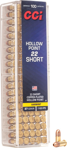 Cci 22 SHORT 27GR Lead-hp 1080FPS 100RD 50BX/Case