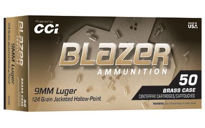 Cci Blazer BRASS 9mm 124G JHP 50/500