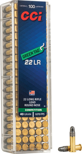 Cci GREEN TAG 22LR 40GR Lead-rn 1070FPS 100RD 50BX/Case