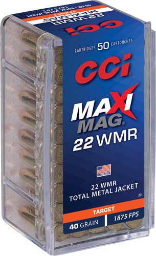 Cci Maxi-mag 22WMR 40GR FMJ SOLID 1875FPS 50RD 40BX/Case