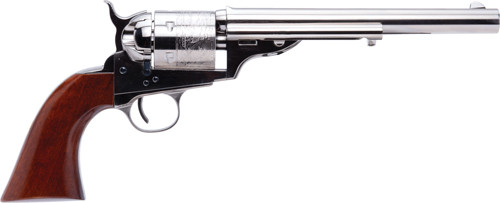 Cimarron 1872 OPEN TOP ARMY 45LC 7.5" Fixed Sights Nickel Walnut