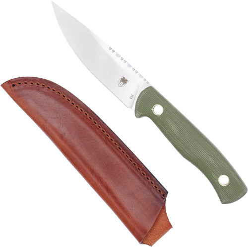 Cobratec Knives Koonsman 4" FIXED Blade Olive Drab GREEN D2 W/leather Sheath
