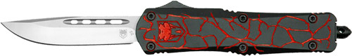 Cobratec Knives Medium FS-3 OTF Fractured BLACK Red 3" D2