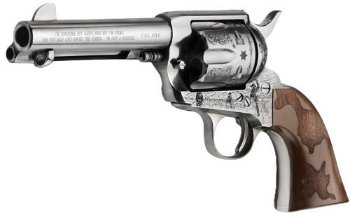 E.m.f Cowpoke 45LC 4.75" Engraved Nickel WOOD