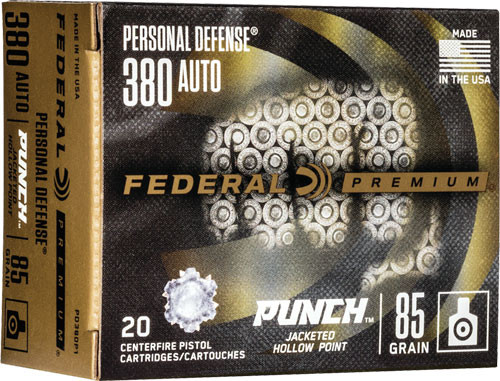 Federal PUNCH 380 ACP 85GR JHP 20RD 10BX/Case