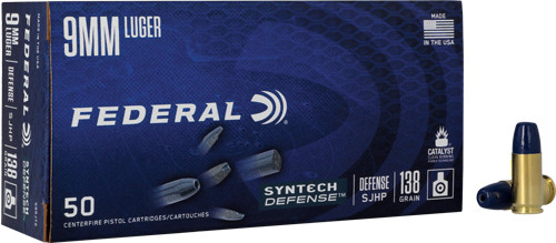 Federal Synthetic Defense 9mm LUGER 138GR SJHP 50RD 10BX/Case