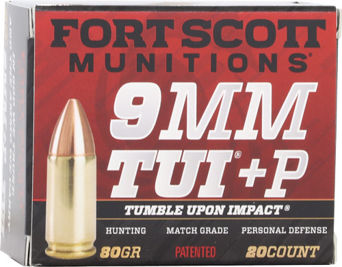 Fort Scott SCOTT 9mm LUGER +P 80GR TUI SOLID Copper 20RD 25BX/Case