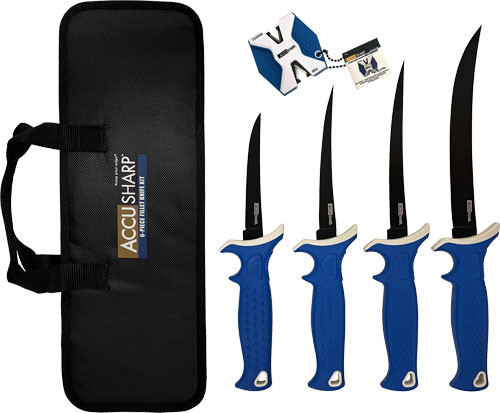 Fortune Products (Accusharp) 6-PIECE Fillet KNIFE KIT W/sharpener & ZIP CASE