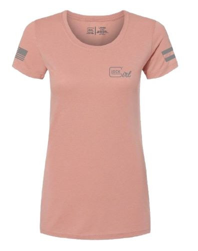 Glock Ladies "GLOCK GIRL FLAG TEE" SHORT Sleeve MED PINK
