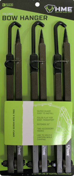 Hme Products BOW Hanger 20" Folding W/accessory HOOKS 3PK