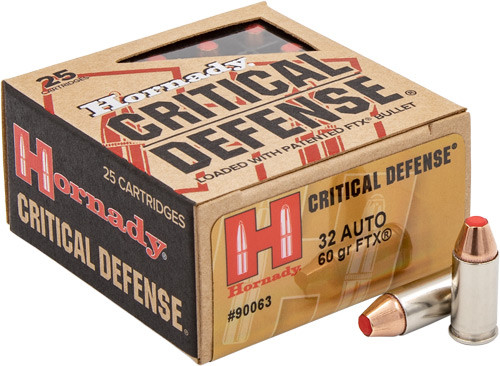 Hornady Critical Defense 32 ACP 90GR FTX 25RD 10BX/Case