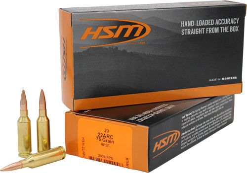 Hsm Ammo 22 ARC 75GR BTHP 20RD 25BX/Case