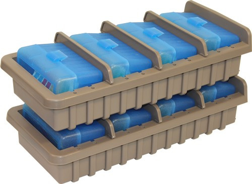 Mtm Ammo Rack with 4 RS50 50RND Flip Top Boxes Clr Blue/dk Eth - 200-Round - Dark Earth/blue