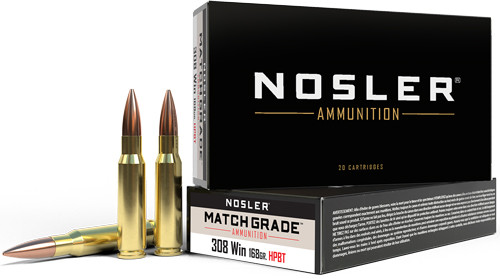Nosler MATCH 308 WIN 168GR Custom Compact HPBT 20RD 10BX/Case