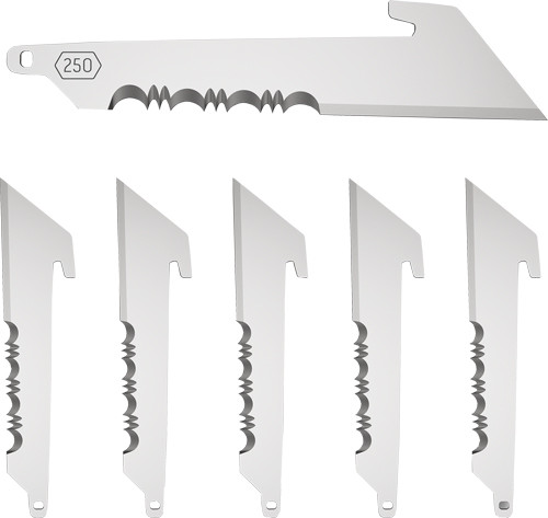 Outdoor Edge EDGE 2.5" Utility BLDS W/serrations BLACK BLADE 6-PK