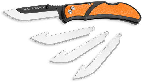 Outdoor Edge EDGE 3" RAZOR Lightweight EDC Folder Orange W/4 Blades