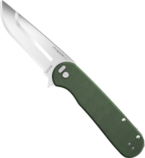 Outdoor Edge EDGE RAZOR VX3 3" FLDR GREEN Micarta Stainless Steel BALL Bearings