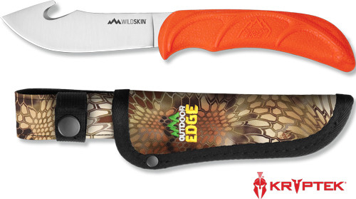 Outdoor Edge EDGE WILD SKIN 4.0" Guthook KNIFE With MO Sheath