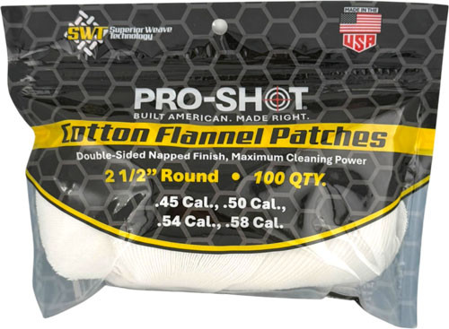 Pro-shot Products SHOT Cleaning PATCH Cotton Flannel .45-.58 2 1/2" 100CT