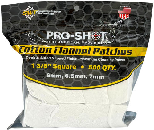 Pro-shot Products SHOT Cleaning PATCH Cotton Flannel 6mm-7mm 1 3/8" 500CT