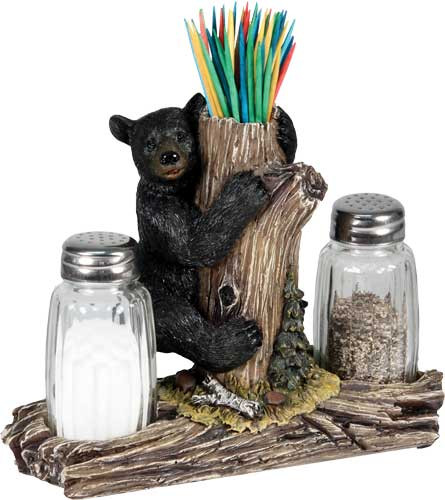 Rivers Edge EDGE BEAR SALT & Pepper Shakers & Toothpick Holder