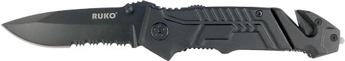 Ruko Folder Spring Assist 3.25" Rubber BLACK Handle