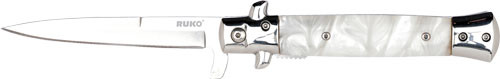 Ruko Folder Spring Assists 4" WHITE PEARL Acrylic Handle