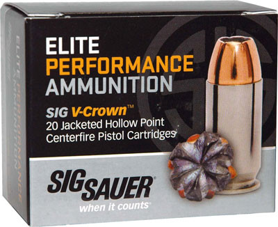 Sig Sauer AMMO 40SW 165GR ELITE V-crown HP 20RD 10BX/Case
