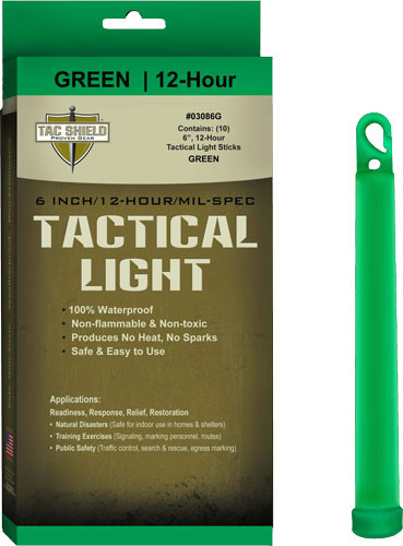 Tactical Shield Shield Tactical LIGHT STICK 12 HOUR 6" GREEN 10PK