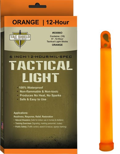 Tactical Shield Shield Tactical LIGHT STICK 12 HOUR 6" Orange 10PK