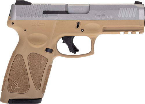 Taurus G3 9mm 17-SHOT 3-DOT Adjustable. Tan/stainless Polymer